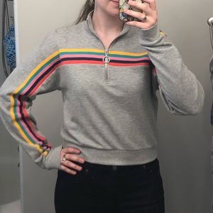 🌈’70s Rainbow Striped Zip Up✌️